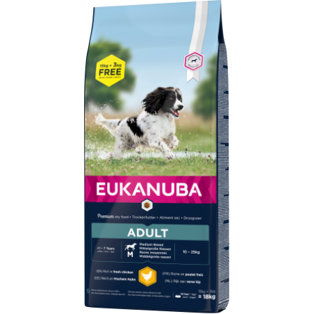 EUK DOG ADULT MEDIUM 15+3 EUKANUBA
