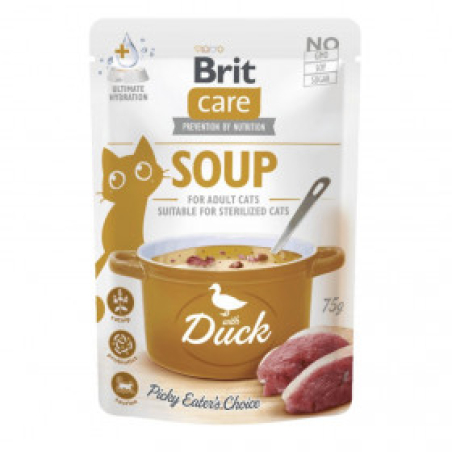 Деликатесен пауч за котки Brit Care Cat Soup with Duck супа с патешко месо, БЕЗ зърнени култури
