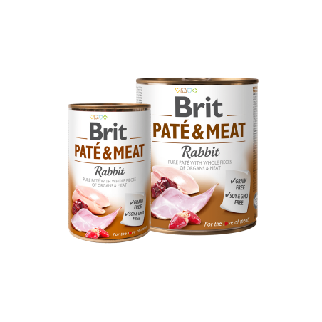 BRIT PATE & MEAT RABBIT – консервирана храна за кучета с 27% прясно заешко месо 0.400 кг.