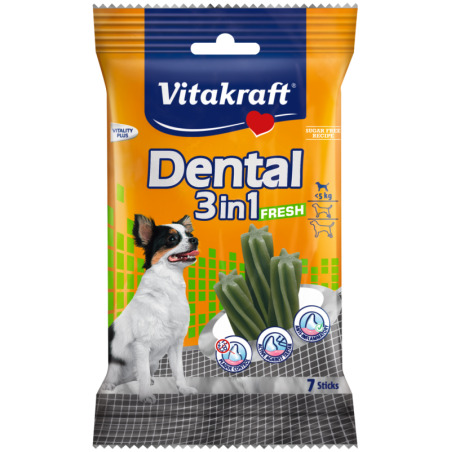 Устна хигиена за кучета < 5кг с мента - Vitakraft Dental 3in1 Fresh ExtraSmall 7бр