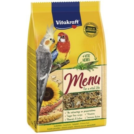 Vitakraft® МЕНЮ ЗА СРЕДЕН ПАПАГАЛ, + VITA®HERBS* 1кг