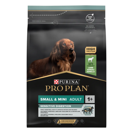 Purina Pro Plan Adult Small and Mini Sensitive Digestions - суха храна за израснали кучета от дребни и мини породи с агне - 3 кг