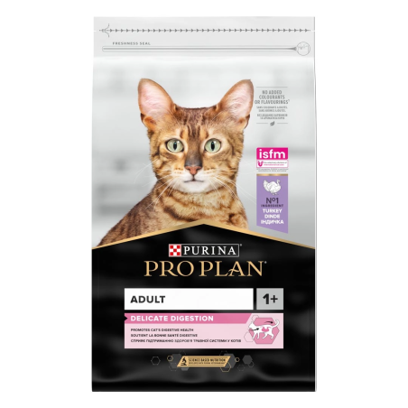 Purina Pro Plan Delicate - Суха храна за чувствителни котки с пуйка и ориз - 1.5кг