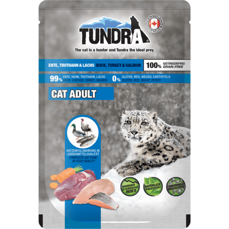 Tundra пауч с патица, пуйка и сьомга за израснали котки 85 гр