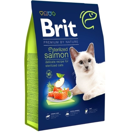 Суха храна Brit Premium by Nature Cat – Sterilized salmon- за кастрирани котки, със сьомга 1.5 кг.
