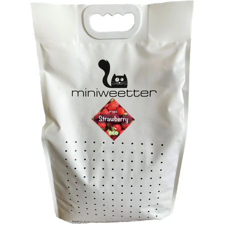 Miniweetter Strawberry - Биоразградима соева котешка тоалетна с аромат на ягода - 18л