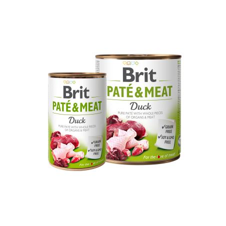 BRIT PATÉ & MEAT DUCK- консервирана храна за кучета с 27% прясно патешко месо и 23% пилешко месо 0.400 кг.