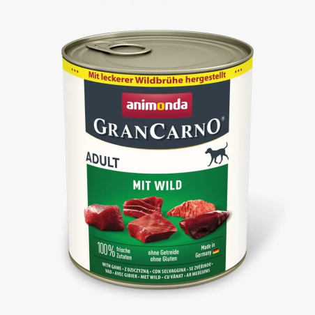 GranCarno Dog Adult консервирана храна за кучета с дивечово месо, 800 г