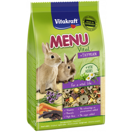 Храна за декоративни зайци с мащерка - 1кг Vitakraft Premium Menu Vital