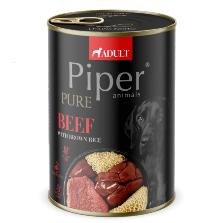 PIPER PURE Dog Adult храна за кучета с говеждо и кафяв ориз, 400 г