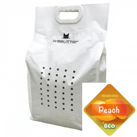 WeeLitter Peach - Натурална, биоразградима соева котешка тоалетна, праскова - 6л