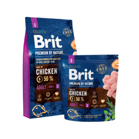 Суха храна за кучета BRIT PREMIUM ADULT S BY NATURE [ НОВА, ПОДОБРЕНА ФОРМУЛА ] с 50% прясно пилешко месо 3 кг.