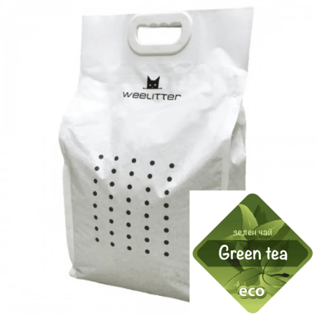 WeeLitter Green Tea - Натурална, биоразградима соева котешка тоалетна, зелен чай - 18л