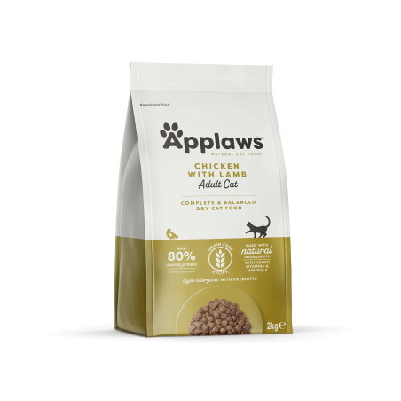 Applaws Adult Cat Chicken with Lamb - суха храна за котка с 80% месо от пиле и агне - 2кг