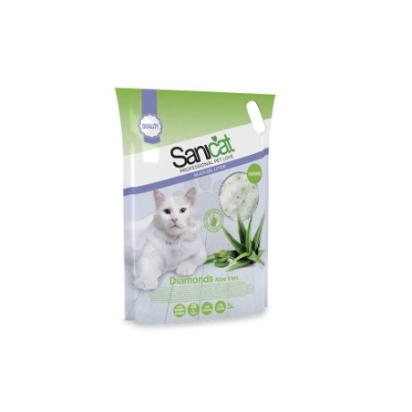 Sanicat Diamonds Aloe Vera - силиконова котешка тоалетна с аромат на алое вера, 5 литра /2.4 кг/