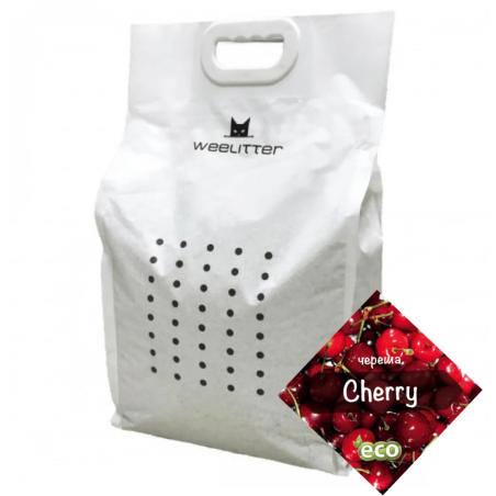 WeeLitter Cherry - Натурална, биоразградима соева котешка тоалетна, Череша