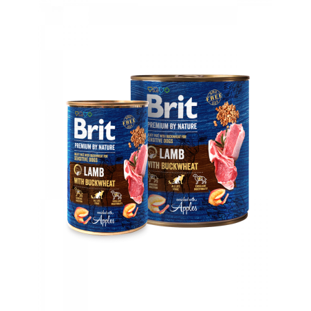 Brit Premium by Nature Lamb with Buckwheat – консервирана храна за кучета с агнешко и елда 0.800 кг.