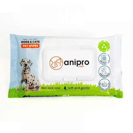 anipro антибактериални биоразградими хигиенни кърпички, 40 бр, 15x20 см