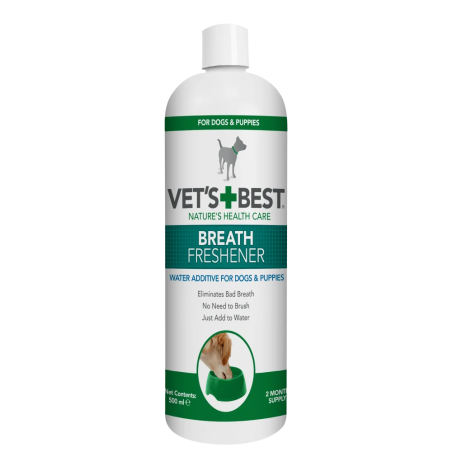 Vet's Best Breath Freshener вода за уста за кучета, за свеж дъх с мента и карамфил, 500 мл