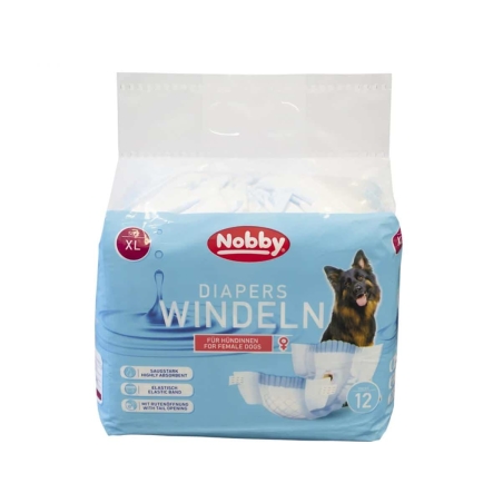 NOBBY - Diapers female dogs - памперс за женски кучета 12 бр.XL - 40-58 см. обиколка талия