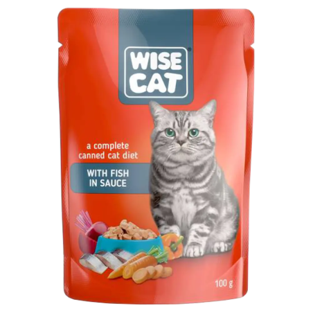 WISE CAT пауч за котки парченца риба в сос 100 г