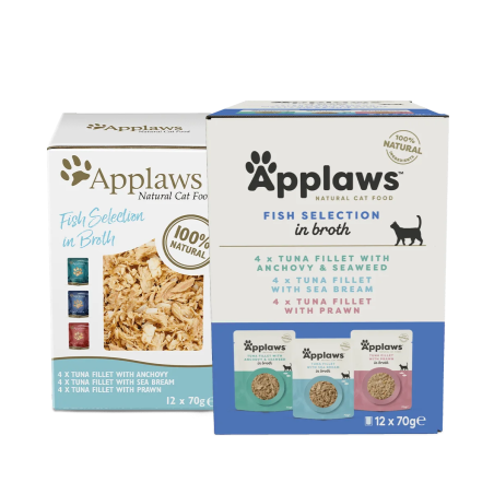 Applaws Fish in Broth Multipack - Комбинирани паучове за котка с Риба 12х70г
