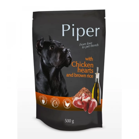 Piper Adult пауч пилешки сърца/кафяв ориз, 500 гр