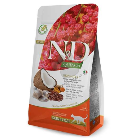 N&D CAT QUINOA SKIN&COAT ХЕРИНГА 1.5KG