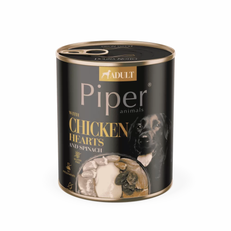 Piper Adult Dog храна за кучета с пилешки сърца, кафяв ориз и спанак, 800 г