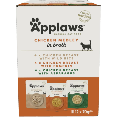 Applaws Chicken in Broth Multipack - Комбинирани паучове за котка с Пиле в бульон 12х70г