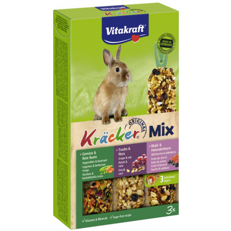 Vitakraft, КРЕКЕРИ “МИКС” 3 бр., Крекер с пуканки и мед, Крекер със зеленчуци и червено цвекло, Крекер с грозде и ядки
