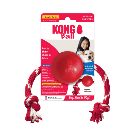 KONG BALL WITH ROPE здрава топка с въже S
