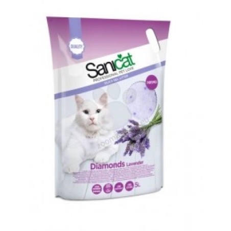 Sanicat Diamonds Lavender - силиконова котешка тоалетна с аромат на лавандула, 5 литра /2.4 кг/