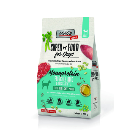 Mac's Monoprotein Beef суха храна с говеждо, сладък картоф и ананас за капризни, чувствителни или податливи на алергии кучета - 750 гр