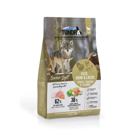 Tundra Senior / Light суха храна с пуйка, патица и сьомга за застаряващи, кастрирани или неактивни кучета от всички породи -  3.14 кг