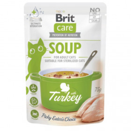 Деликатесен пауч за котки Brit Care Cat Soup with Turkey супа с пуешко месо, БЕЗ зърнени култури