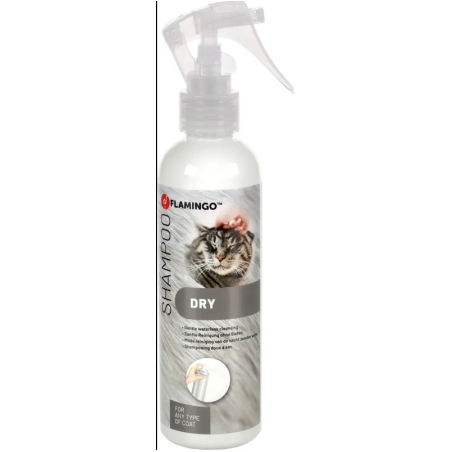 Сух шампоан за котки Flamingo DRY SHAMPOO CAT 200мл – за копринена козина, почиства, възстановява, освежава 200мл.