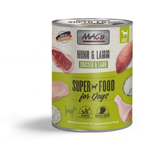 Mac's Dog Adult консерва с пилешко, агнешко и сладък картоф за кучета -  800 гр