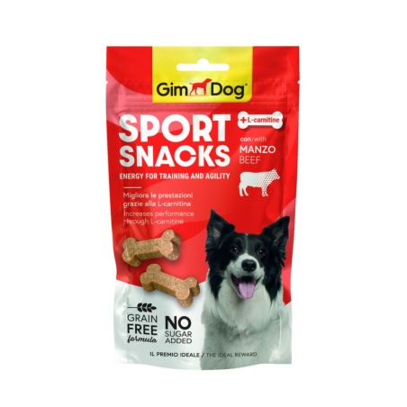 GimDog Sport Snacks – Мини кокалчета с говеждо 60 г. Лакомство за кучета с L-карнитин.