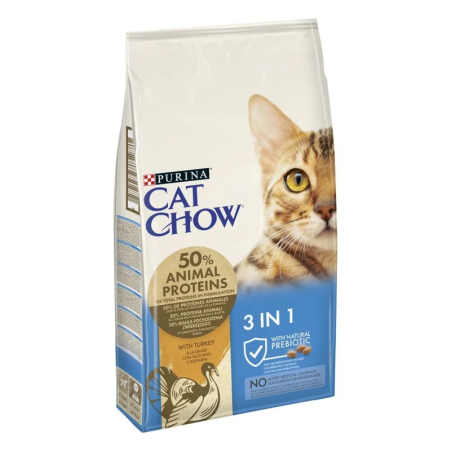 Purina Cat Chow - Special Care 3in1 - суха храна за котка против зъбен камък, образуване космени топки и за здрав уринарен тракт - 1.5кг