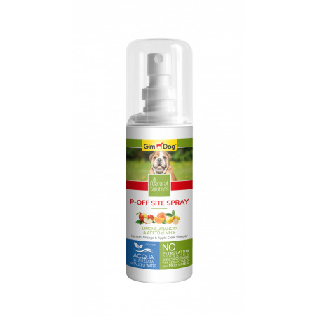 P-Off Site Spray - Отблъскващ спрей 100 мл (срещу нежелано уриниране на определени места) - GimDog Natural Solutions - с лимон, портокал и ябълков оцет