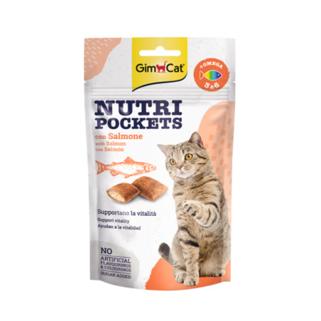 Gimborn - GimCat Nutri Pockets - Лакомство за котка хрупкави джобчета със Сьомга - 35г
