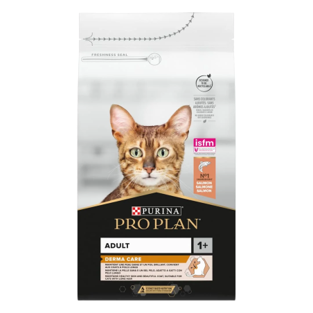Purina Pro Plan Derma - суха храна за котка със сьомга за елегантна и красива козина - 1.5 кг