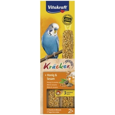 Лакомство за вълнисти папагали Vitakraft - 2бр Крекер мед и сусам