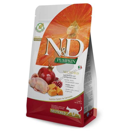 N&D CAT PUMPKIN NEUTERED 1.5 kg коте,кастрирани, тиква с пъдпъдък и нар