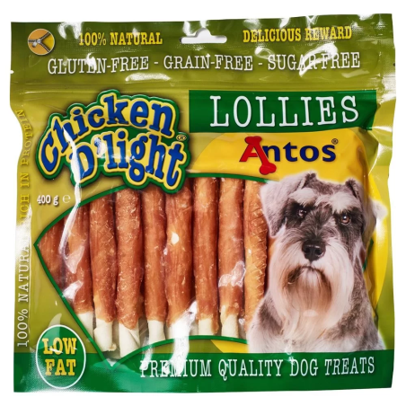Antos Lollies Chicken D`light солети кожа с пиле 400гр