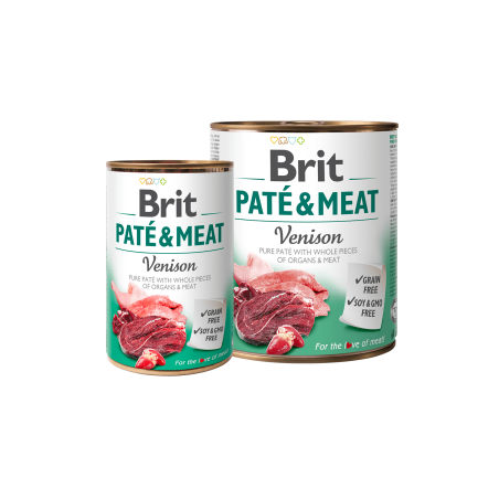 BRIT PATÉ & MEAT VENISON- консервирана храна за кучета с 26% прясно еленско месо и 24% пилешко месо 0.400 кг.