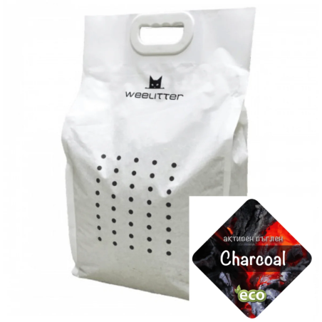 WeeLitter Charcoal - Натурална, биоразградима соева котешка тоалетна, активен въглен - 6л