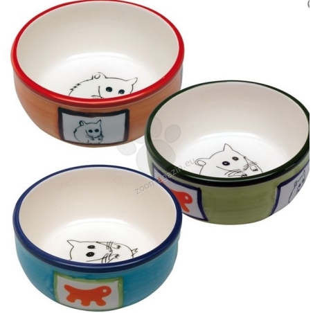 Ferplast - bowl pa1088- керамична купичка за малки животни / оранжева, зелена, синя / Ø 10.2 / 3.7 cm - 0.18 L