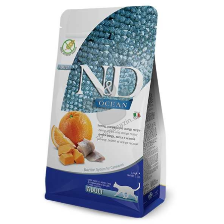 N&D CAT OCEAN ADULT PUMPKIN 1.5kg коте,тиква с херинга и портокал